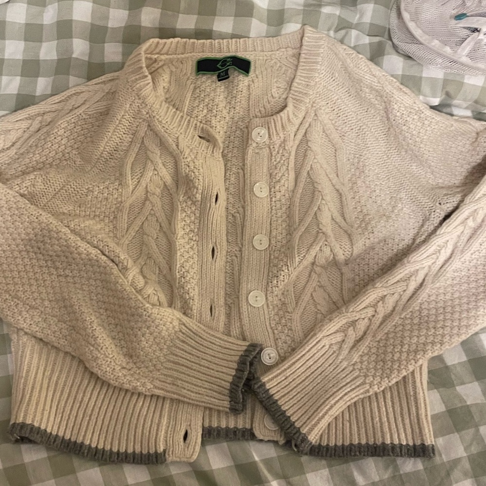 Cable knit  Beige Knit Cardigan